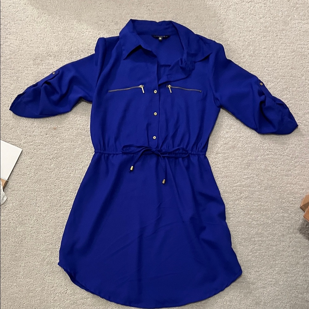 Royal Blue Dress with Zipper Details